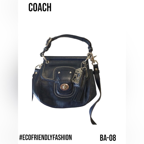 Coach Navy Blue Leather Willis Saddle Crossbody Bag - Picture 6 of 6